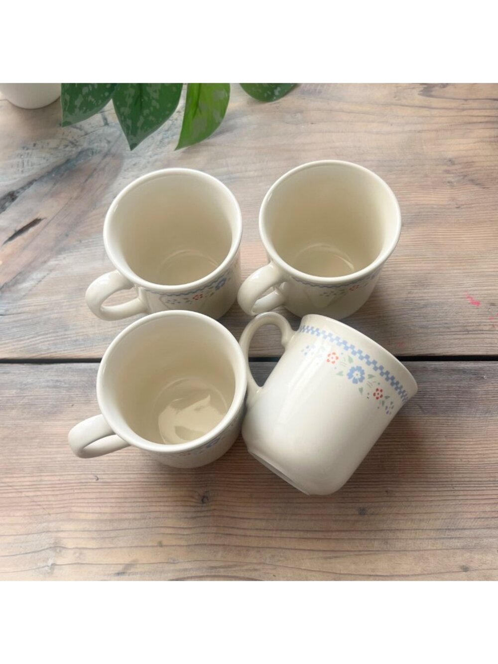 Corning Corelle Coffee Mugs Vintage Needlepointe Pattern USA 80s Cottagecore